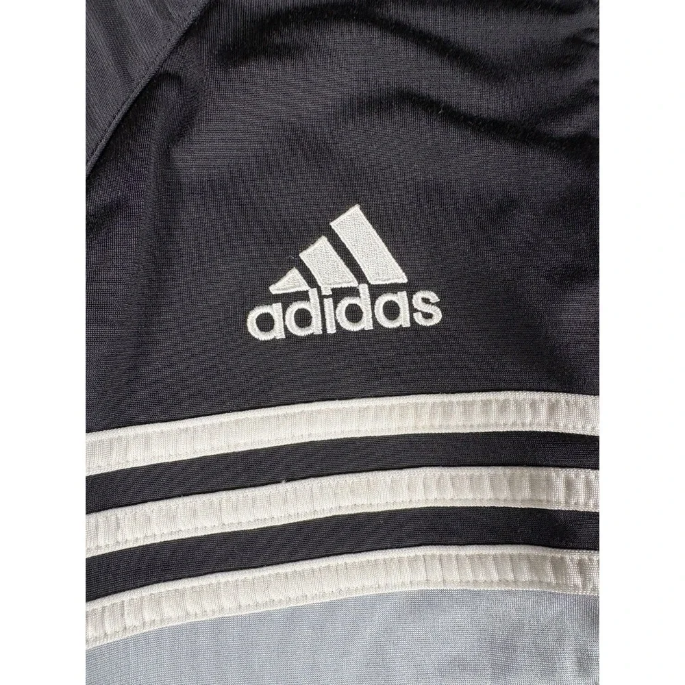 Adidas Track Jacket Mens Large Black White Full Zip Athletic Soccer Windbreaker